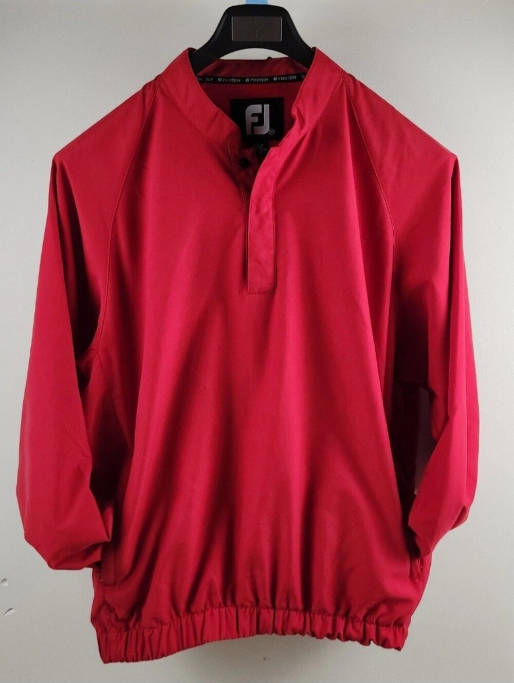 Footjoy Windbreaker Mens Medium Red Long Sleeve Pullover 1/4 Zip Solid Pockets